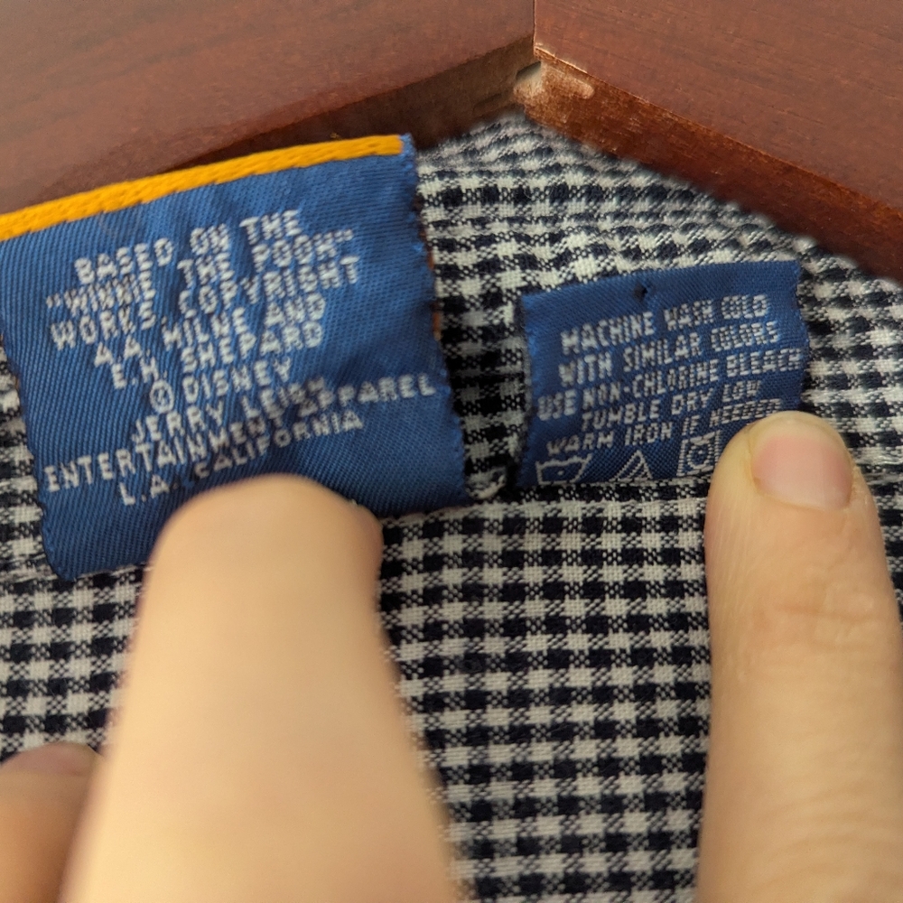 Vintage Disney Winnie the Pooh Button Up Shirt Tigger Gingham Blue/White 20W - Picture 8 of 8